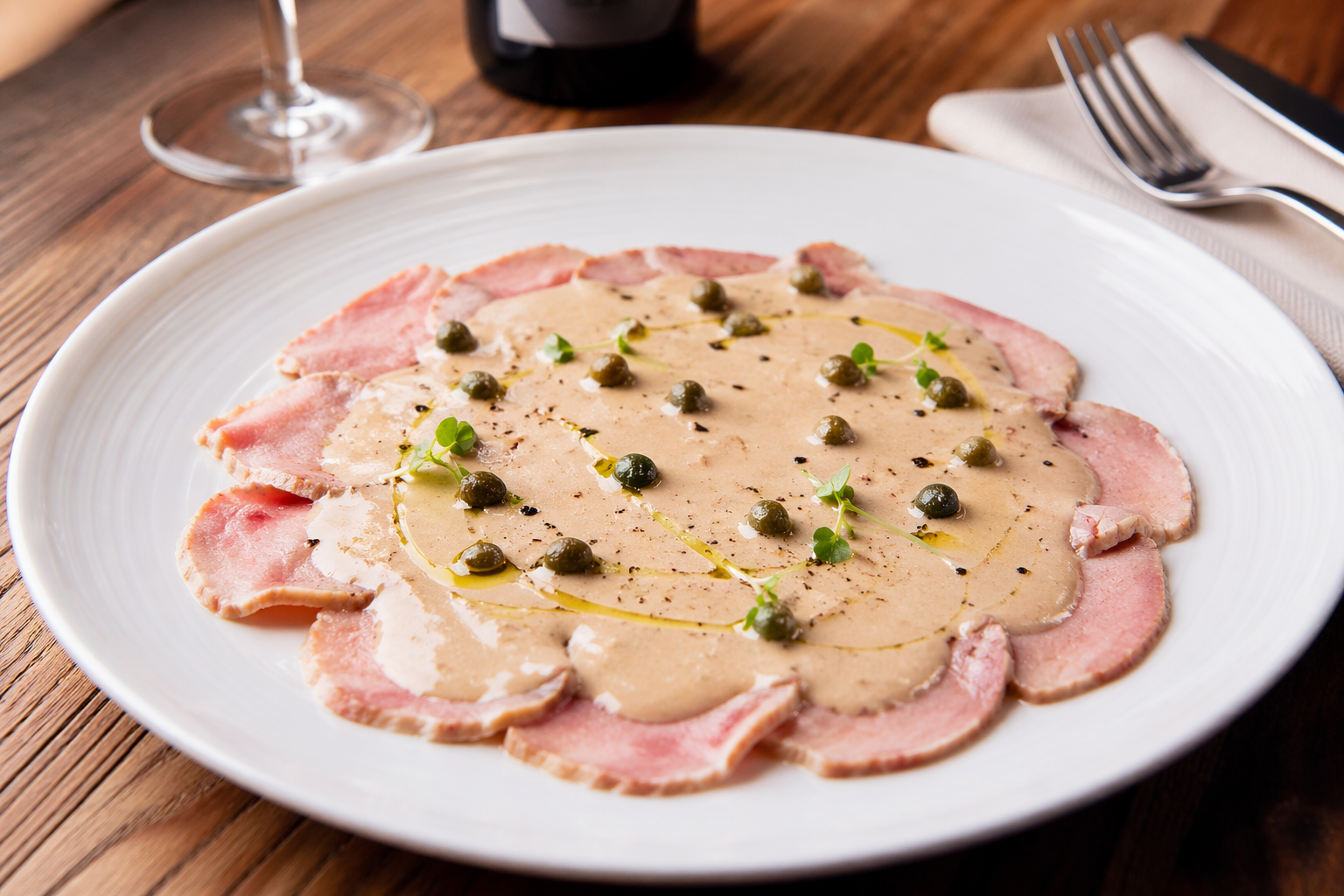 Vitello Tonnato della Casa — rodajas de ternera con salsa de atún casera