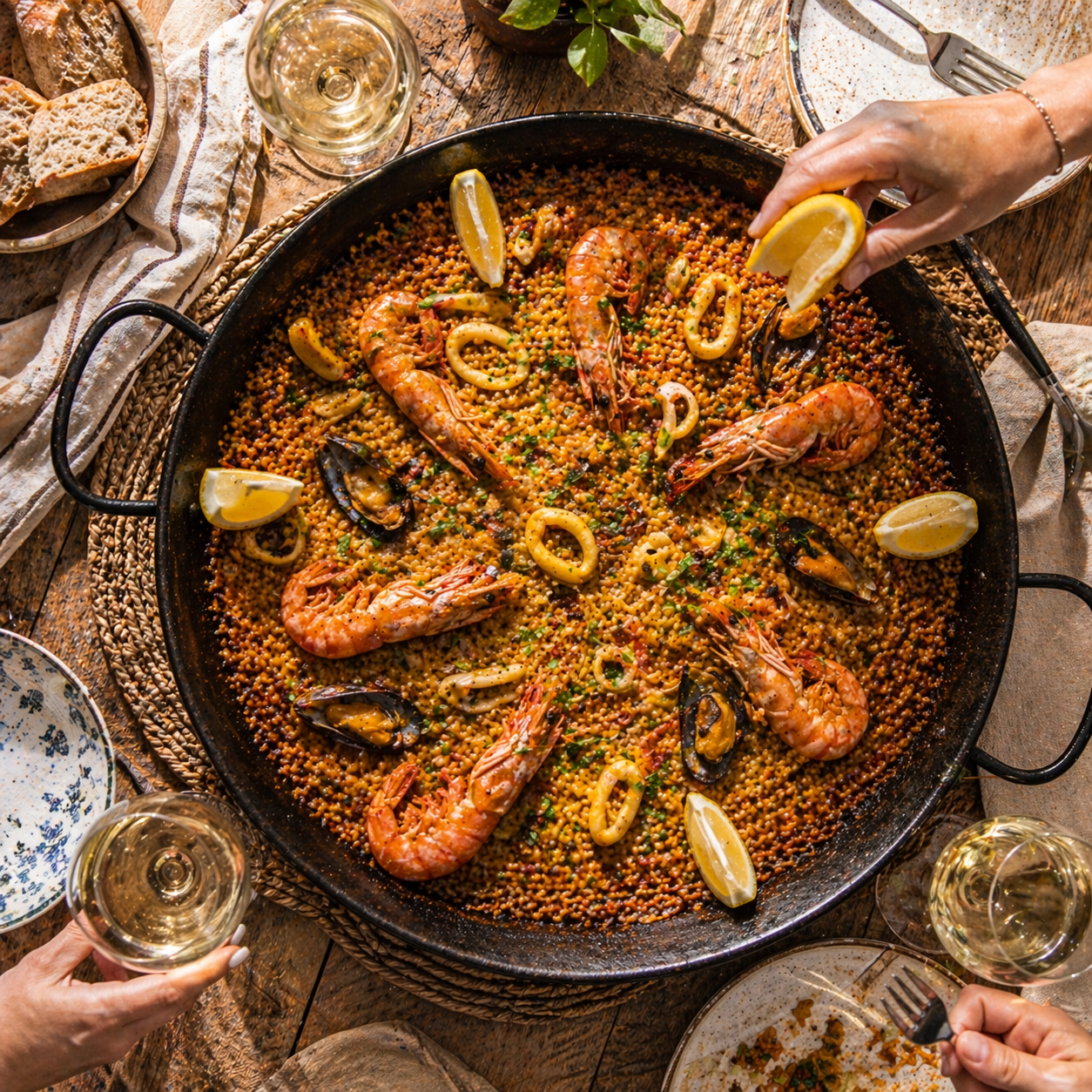 Paella de Langostinos — arroz bomba con langostinos frescos
