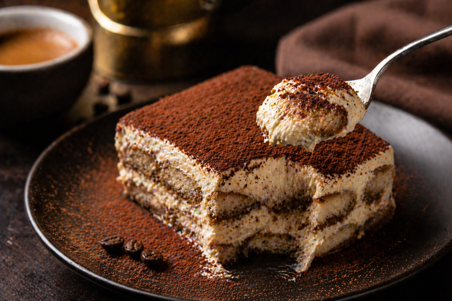 Tiramisú clásico casero con café italiano y mascarpone